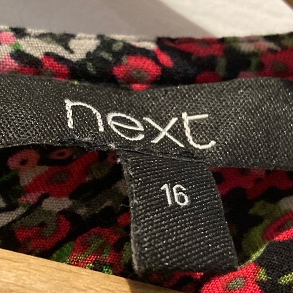 Next green & pink floral summer dress ladies size 16 - Picture 6 of 7